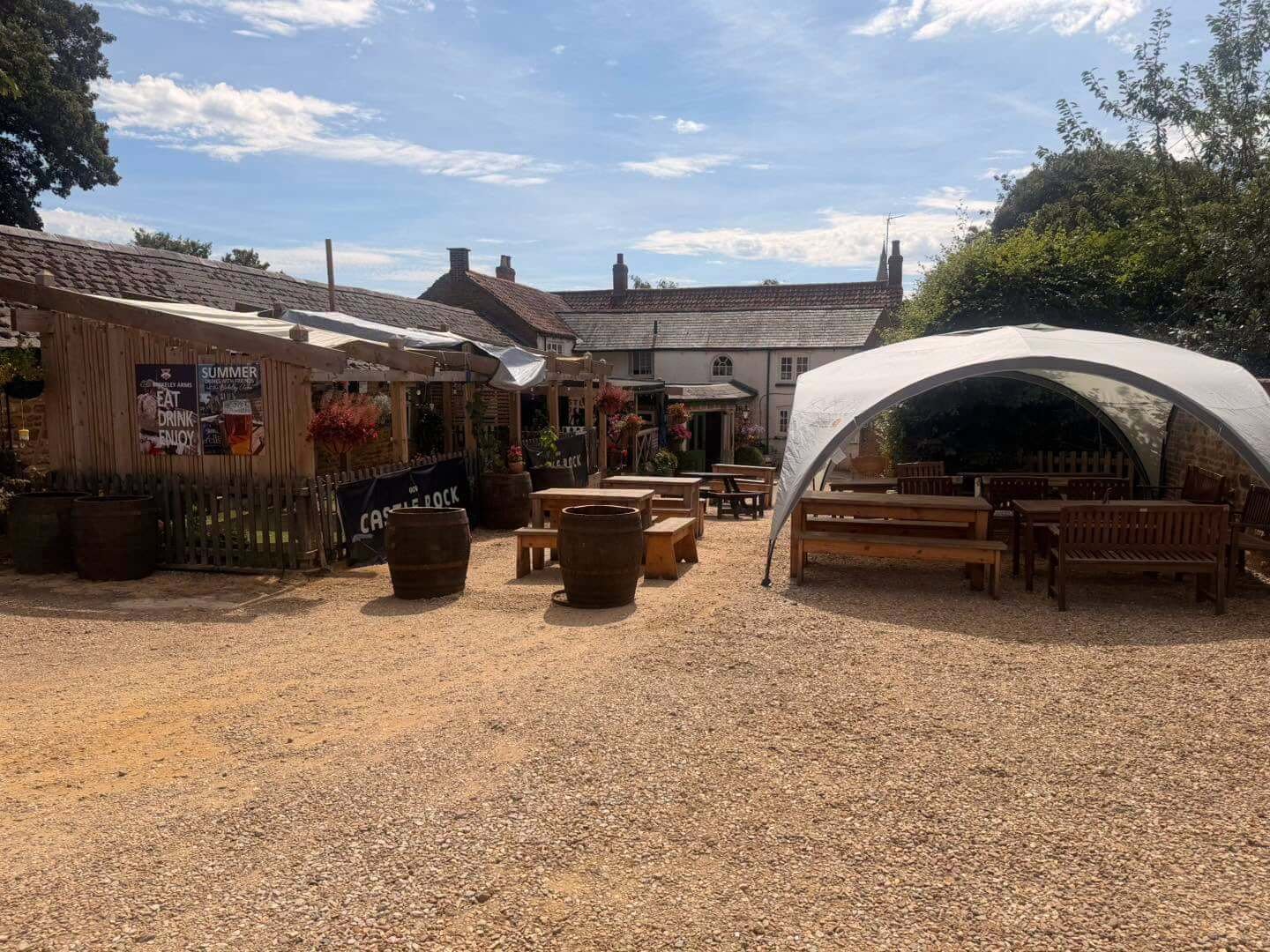 Outside seating at the pub