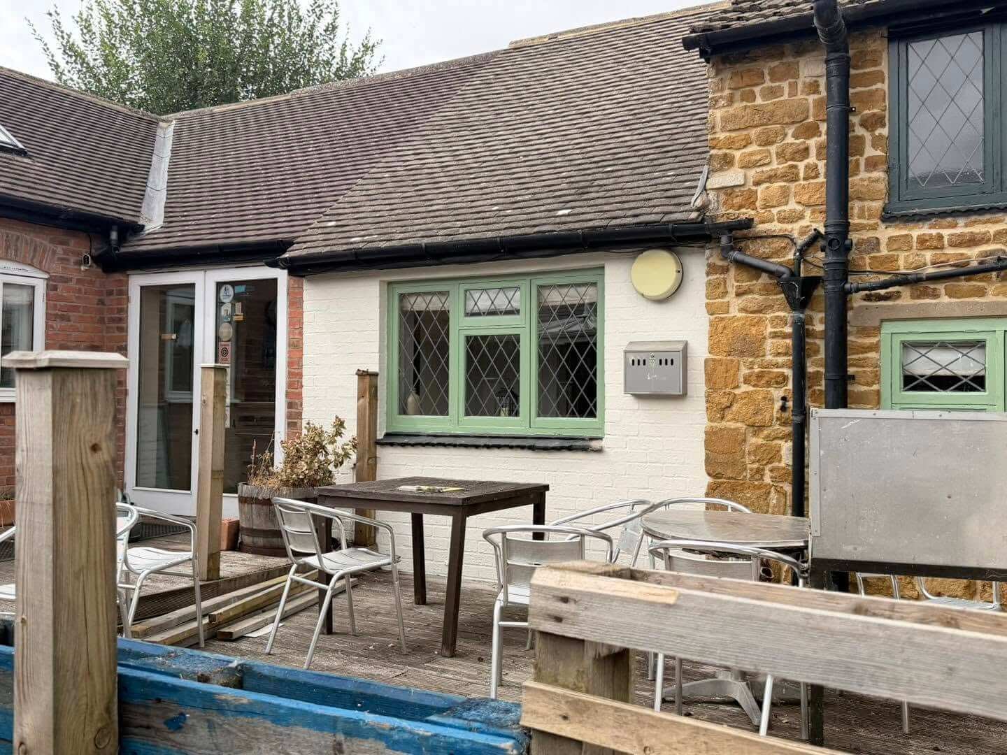 The terrace at the side of the pub